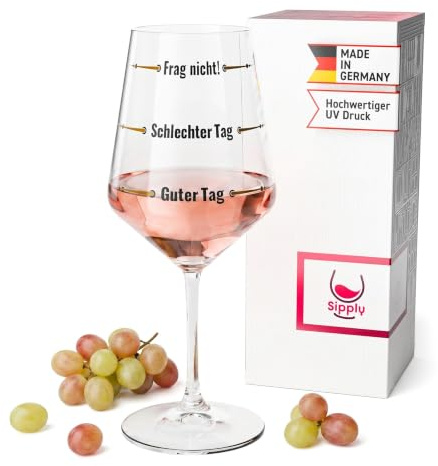 Sipply Weinglas mit Spruch Frag nicht Schlechter Tag Guter Tag V1 0,5l Glas lustig für Spritz Getränke Cocktails Sekt Schorle Bowle oder Saft