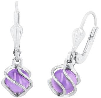 Amor Ohrhänger 925 Sterling Silber Damen Ohrschmuck, mit Zirkonia synth., 2,2 cm, Lila, Kommt in Schmuck Geschenk Box, 2017169
