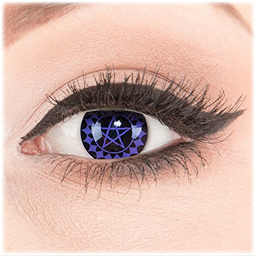Farbige Kontaktlinsen zu Fasching Karneval Halloween 1 Paar Crazy Fun schwarze 'Black Buttler' mit Behälter in Topqualität von 'Glamlens' ohne Stärke