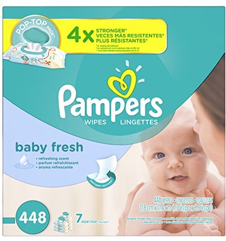 Pampers Baby Fresh Water Baby Wipes 7X Pop-Top Packs, 448 Count