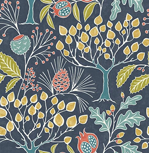 NuWallpaper NU3038 Groovy Garden Navy Papier peint autocollant, motif jardin multicolore