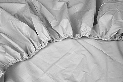 Kayori Shizu Perkal Spannbettlaken für Boxspringtopper 12cm Steg Größe 160x210cm Farbe Silbergrau Percale-Baumwolle