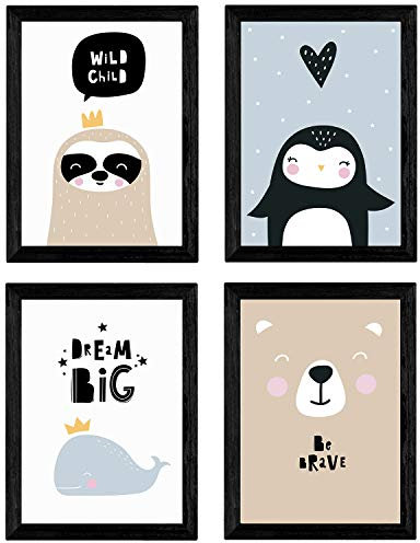 Nacnic Set von 4 Blättern Whale, Pinguin, Dichtung und Eisbär. Poster von Tieren. A3 Größe ungerahmt.