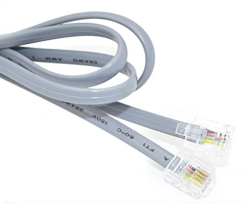 NEORTX Cavo da RJ11 a RJ11 da 1,5 m, cavo di prolunga per linea telefonica, da maschio a maschio RJ11 6P4C, spina modulare per telefono fisso e fax (grigio)