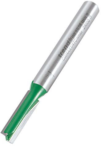 Trend CraftPro Straight Two Flute Router Cutter Bit, 1/4 Inch Shank, 5.5mm Cut Diameter & 19mm Cut Length, Tungsten Carbide Tipped, C004AX1/4TC