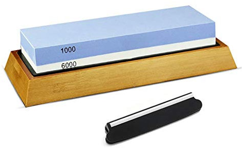 Sharpening Stone,Whetstone 6000/1000 Grit Dual-Sided Water Stone Sharpener,with Non-Slip Bamboo Base & Flattening Stone for Kitchen, Tactical, Outdoor