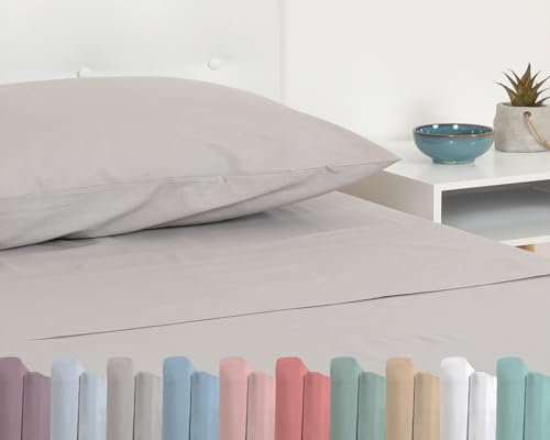 TRAMAS+ Einzelblatt-Set 90x200, 100% Baumwolle, Bettwäsche, Bettlaken und 1 Kopfkissenbezug, Standard 100 von Oeko-TEX - Grau