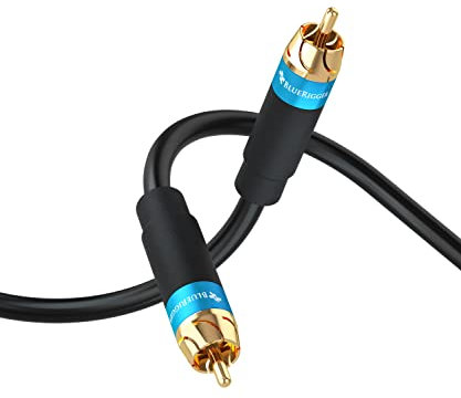 BlueRigger RCA Audio Subwoofer Cable (7.5M, Dual Shielded with Gold Plated RCA Connectors) – for Subwoofer, Amplifier, Home Theater