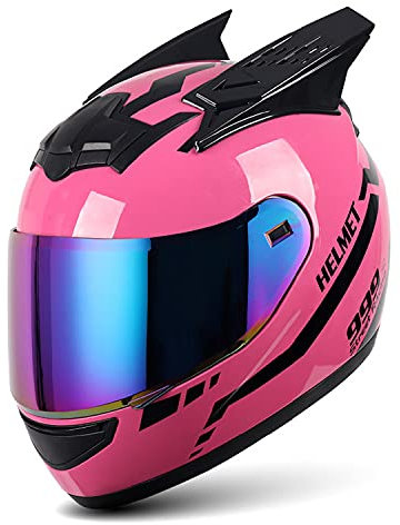 ZHEN Flip-Up Casque IntéGral Casque Modulable Moto avec Visière ECE Homologué Unisex Rose Casque Moto Intégral Casque Scooter Moto Anti-BuéE Double Miroir Homme Femme Anti-Collision Casque