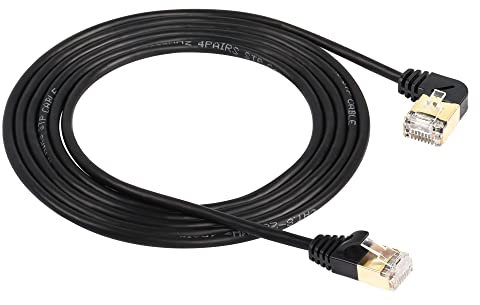 SinLoon RJ45 Cat8-Ethernet-Kabel, 90-Grad-UP-Stecker auf Stecker, Hochgeschwindigkeits-Cat8-Netzwerkkabel, 40 Gbit/s 2000 MHz SFTP-Patchkabel für Router-Modem-Server, 2 m (Right)