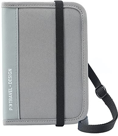 poemluve Reisepass Tasche Reisepasshülle Ausweistasche Klein Brieftasche mit RFID Blockier Wasserdicht für Damen und Herren (Grau, S)