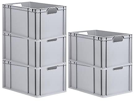 PROREGAL SuperSparSet 5x Eurobox NextGen Economy | Griffe offen |HxBxT 32x40x60cm | 65 Liter | Eurobehälter, Transportbox, Transportbehälter, Stapelbehälter