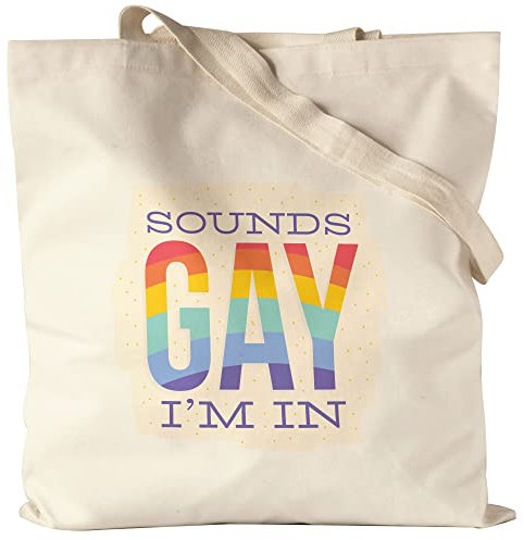 Hey!Print Sounds Gay I'm In Beutel LGBT Lustig Gay Rainbow LGBTQ Pride Queer Homosexuell CSD Pride Week Jutebeutel Stoffbeutel Canvas