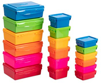 Betzold - Aufbewahrungsboxen-Set - Sparset Materialboxen mit Deckel Regenbogenfarben
