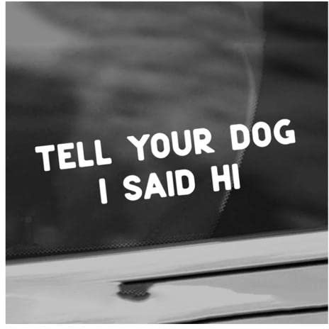GAETOYEN Autoaufkleber Hund Personalisiert 10 cm Schwarz/Splitter Tell Your Dog I Said Hi Campervan Autoaufkleber Kleine/Große Größe Abnehmbarer Wasserdichter Fensterkörperaufkleber Css1A6377