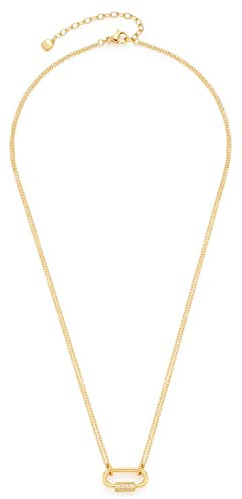 Leonardo Ciao Zora Halskette, Kette aus Edelstahl mit Karabiner-Anhänger gold, Zirkonia-Steine, 45-50 cm, Anker-Kette Damen Schmuck, 022963