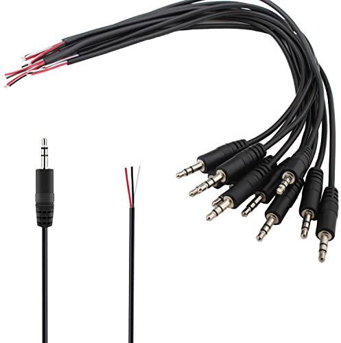 VISSQH 10pezzi connettore jack 3.5mm,connettore audio jack 3,5 a saldare,3.5mm 3 poli stereo per cuffia/microfono,Lunghezza del cavo: 30cm