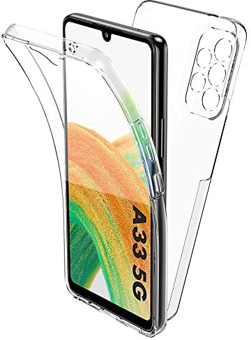 PEIYE Hülle für Samsung Galaxy A33 5G, 360 Grad Rundumschutz Stoßfeste Handyhülle mit Integriertem Displayschutz, Transparent Soft TPU Bumper Schutzhülle -Transparent
