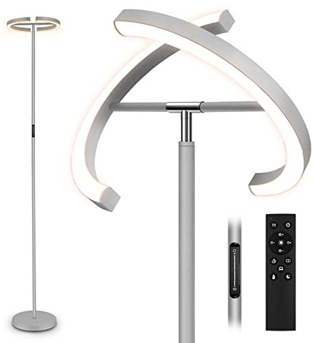 FIMEI-Stehlampe, Stufenloses Dimmen & Farbtemperatur von 3000K-6000K, Fernbedienung & Touchsteuerung, Moderne Stehleuchte für Wohnzimmer, Schlafzimmer, Büro