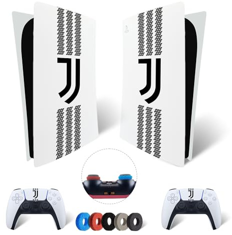 MaD Vision® Extra-haltbares Skin-Kit für PlayStation (PS5) Digital | Mattes Vinyl-Aufkleber-Set für Konsole + 2 Controller – für Juventus Design