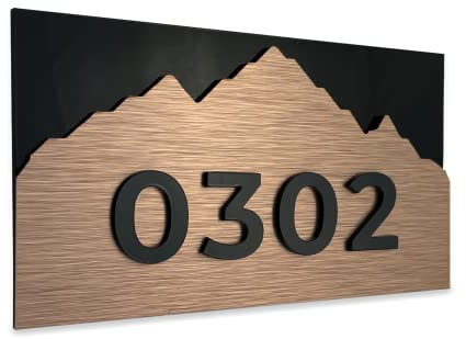ALÚMADESIGNCO Montagne Hôtel Panneau - Chiffre Numero Plaque de Portes - Hotel Plaque De Porte Personnalisée - Plaques Numéro d' Appartement - Chiffres Et Lettres Personnalisables Pancarte