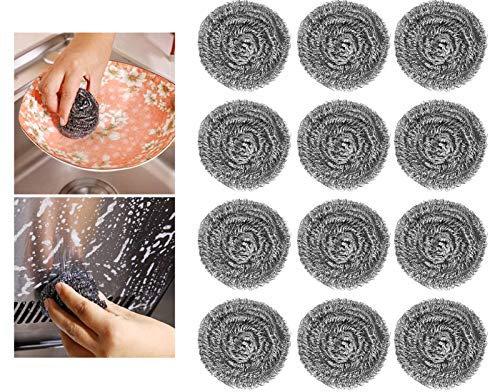 20 Stück Stahlwolle Wäscher, Edelstahl Schrubber, Topfreiniger Putzschwamm, Scheuerspirale Reinigungsbürste Topfkratzer, Metalltopfkratzer für Küchenspülen, Herde, Töpfe, Dunstabzugshauben