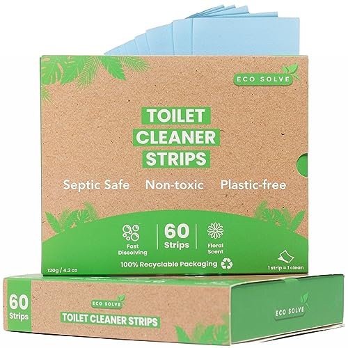 Toilet Bowl Cleaner Strips, Eco-friendly, Non-toxic, Septic Safe, Removes Odors & Stains, Plastic-free, Natural Toilet Bowl Cleaner for Quick and Easy Cleaning, Toilet Fresheners (60 count)