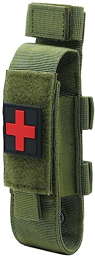 YONCONO Tactical Molle Tourniquet Holder, Portable TQ Military First Aid Equipment Case & Trauma Medical Shear Pouch (Armygreen)