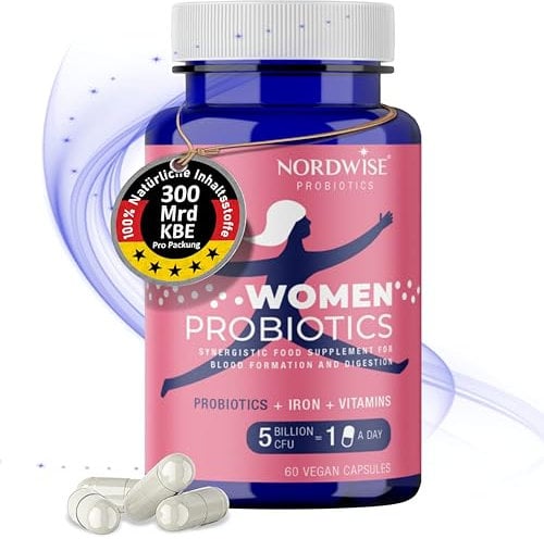 Probiotics for Women by Nordwise I 2-Month Supply (300 Billion CFU/Bottle) I Upgrade Your Gut Health I Pure Vegan Formula I Made in EU