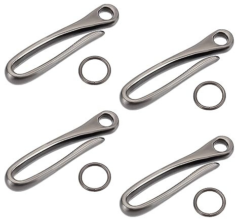 NBEADS 4 Juego de Llavero de Anzuelo de Aleación, Clip de Llave para Cinturón Resistente, Llavero Duradero con Gancho En U, para Hombre, Accesorio de Cadena para Billetera, Plata Antigua
