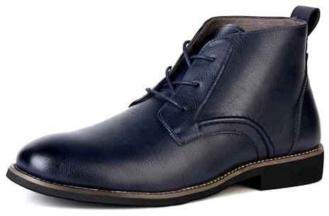 CALEBGAR Stivaletti Uomo Stivali Comode Scarponi Classici Chukka Boots Pelle Sintetica Stringata Scarpe Uomo (Blu,44)
