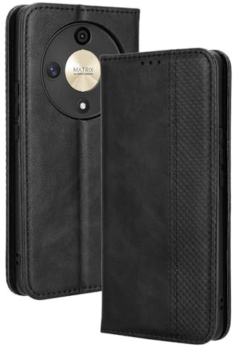 HAOYE Coque pour Huawei Honor Magic 6 Lite / Magic6 Lite, Cuir Etui Premium PU + TPU Housse Folio Flip Case, Cover Portefeuille ave ID Carte de Crédit Slot Fermeture Magnétique, Noir