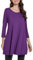 Enmain Tunica Donna Viola Manica Lunga Maglia Lunga Maglietta a Maniche Lunghe 3/4 Taglie Forti Scollo Tondo Tinta Unita Blusa Camicia Elegante 4XL
