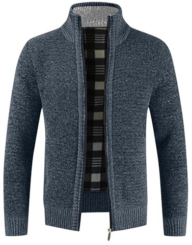 Generisch Herren Strickjacke, Cardigan Langarm Feinstrike Mit Reißverschluß Und Taschen Pullover Norweger Strickjacke Herrenwesten Elegant Pullover Lang Reisverschluss Pullover Cardigan (XXL, Marine)