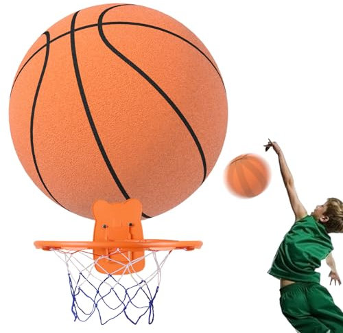 Silent Basketball Größe 5 – Leiser Indoor-Trainingsball Mit Korb | Hochbelastbarer Silent-Basketball Für Den Innenbereich | Leicht Zu Greifender, Leiser Basketball, Dribbeln, Leiser Fellflying