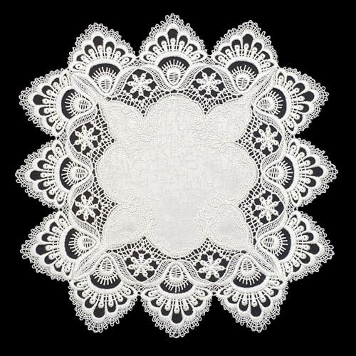 Spitzendecke Spitze Altweiss #8139 Tischläufer Mitteldecke Tischband (40x40cm eckig)