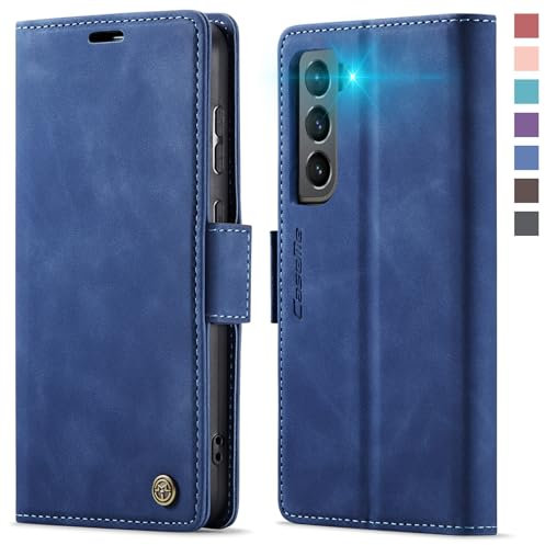 XYGLOW Handyhülle für Samsung Galaxy S21 Hülle Klappbar Premium PU Lederhülle Klapphülle【RFID Schutz】 Kartenfach Standfunktion Schutzhülle für Samsung S21 5G Flip Case Wallet Tasche Cover, Blau