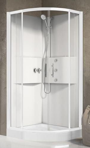 Novellini Media 2.0 R Idromassaggio 90x90 cm Cabina Doccia Multifunzione Apertura Ante Scorrevoli Montaggio Angolo Destro Sinistro Miscelatore Termostatico Vetro Trasparente Profilo Bianco Alto 210cm