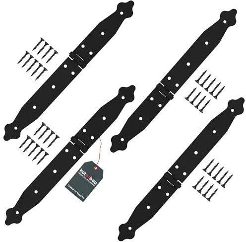 KOTARBAU® 4er Set Ladenband Türbänder 150x200x35 mm aus Pulverbeschichtetem Stahl Torscharnier Türband Schwarz Scharniere Klappbar Fensterscharnier Holztür Gartentor Scharnier Kistenband Torbeschlag