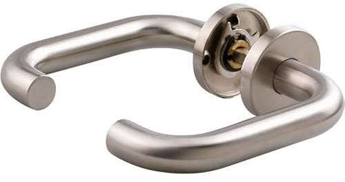 Poignée de porte sur rosace inox - Bec de cane - U19 - Normbau | Poignée de porte sur rosace inox - Bec de cane - U19 - Normbau
