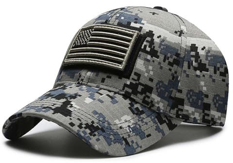 WUODHTW Baseballkappe für Herren und Damen, USA-Flagge, Camouflage, Netzstoff, taktischer Operator, Armee, Militär, Schießen, Jagd, Blau 1, Einheitsgröße