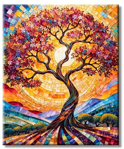 ShengDexin Diamond Painting Erwachsene Groß Bilder 40x50cm Diamant Painting Bilder Abstrakter Baum Diamond-Painting Geeignet Als Geschenk, Zur Entspannung und Als Wanddeko