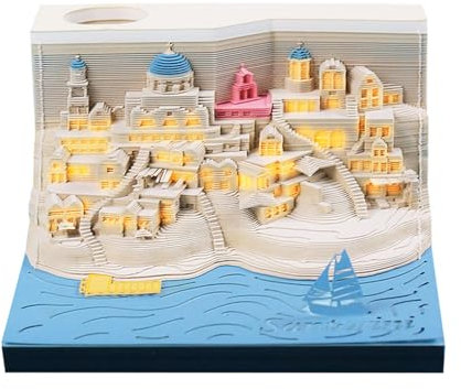 3D-Kalender, Kunstblöcke, 3D-Notizblock, Kalender 2025, 3D-Insel-Skulptur, Notizblock, Wochenkalender, Kunstblöcke mit Licht, 3D-Kalender, antihaftbeschichtete Notizen, Papierschnitzerei-Geschenke