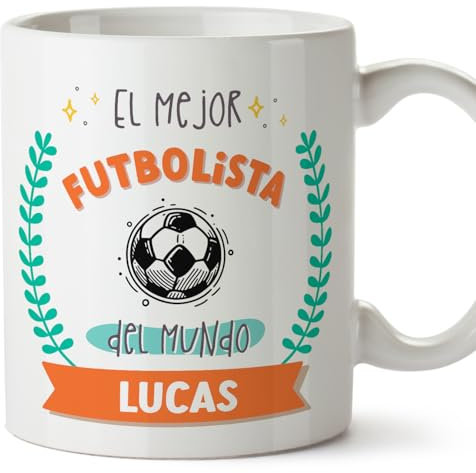 MUGFFINS Tazas Personalizadas para FUTBOLISTA hombre - En Español - Mejor del mundo - Con dibujo - 11 oz / 330 ml - Regalo Personalizable original y divertido