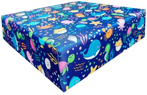Toddler Booster Seat Cushion with Adjustable Straps and Washable Removable Cover Portable Dining Chair Pad for Kids and Baby - Travel-Friendly Seat Pads for Table Height Increasing [Sea Life]