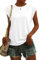 SENBATU T Shirt Damen Ärmellose Rundhals Tank Top Damen Sommer Lässiges Oberteile Einfarbig Weiß Groß L 42-44