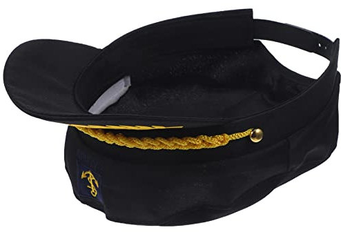 DEARMAMY Kapitänsmütze Zur See Bestickt Schiffsmütze Für Erwachsene Matrosenkapitän Kostümmütze Hut Schwarz Cosplay-Hut Praktischer Für Alltag Und Dekoration