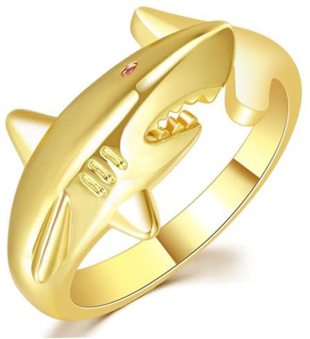 BESPORTBLE Haifischring Ozeanring Offener Ring Verstellbar Für Damen Frauen Teenager-mädchen Einfache Ringe Statement-ringe Aus Kupfer