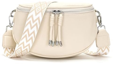 JSDOST Bauchtasche Damen klein Crossbody Bag Umhängetasche Damen Handtasche Veganes Leder Tasche Beige