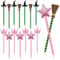 16 Pcs Witch Pen Set with 4 Witch Broom-4 Witch Hat Ballpoint Pens, 4 Pink Star and 4 Crown Ballpoint Pens, Witch Party Decorations Favors Set, Suitable for Kids, Teens, Adults Supplies Party